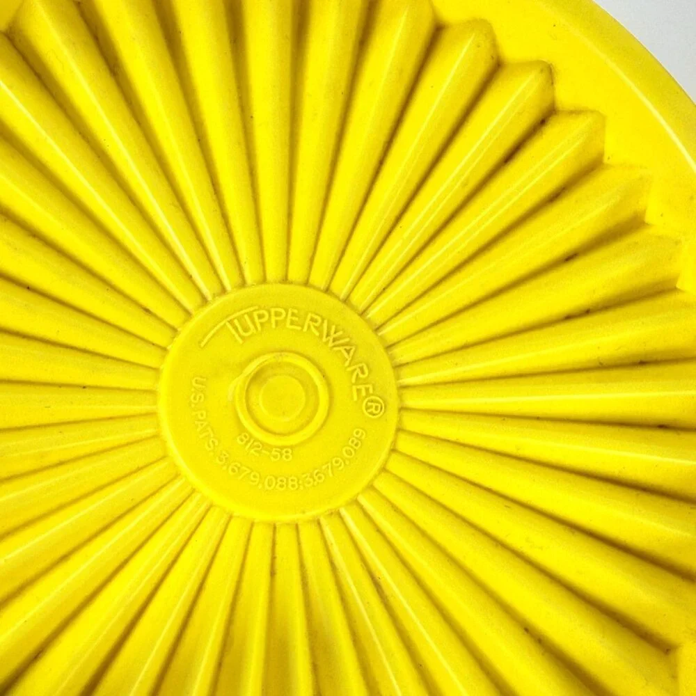 Vintage 3 Tupperware Servalier Bowls w/ Sunburst Lids Brown Yellow Orange 1970s